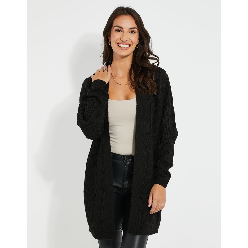 Black Cable Knit Cardigan Black 6
