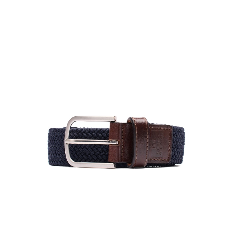 Boxed Woven Belt Navy M Black