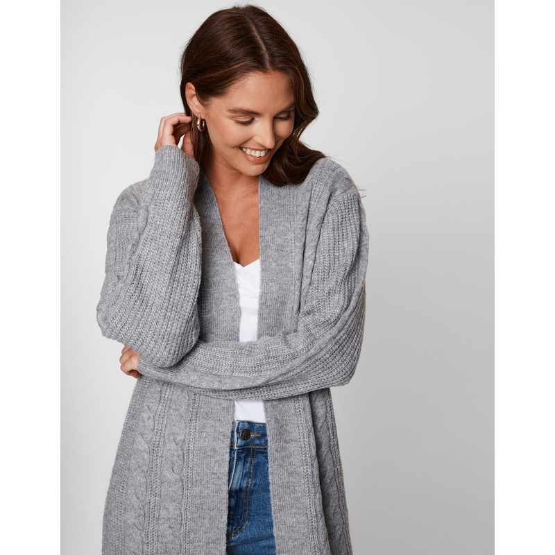 Grey Cable Knit Cardigan Grey 6