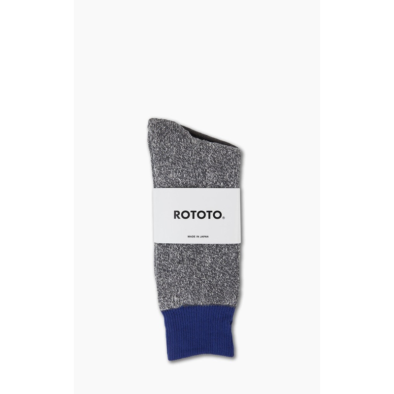 RoToTo R1034 Double Face Silk Cotton Crew Socks Blue/Grey M