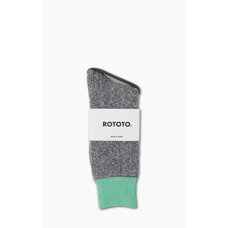 RoToTo R1034 Double Face Silk Cotton Crew Socks Mint/Grey L