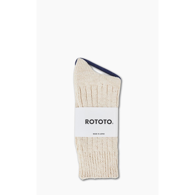 RoToTo R1251 Low Gauge Slub Crew Socks Ecru M