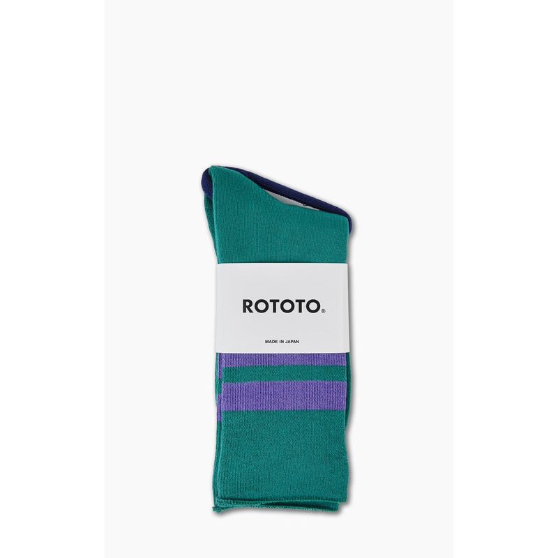 RoToTo R1399 Fine Pile Striped Socks Green/Purple L