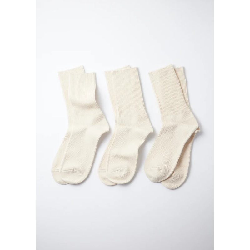 RoToTo R1427 Organic Daily 3-Pack Ribbed Crew Socks Ecru M