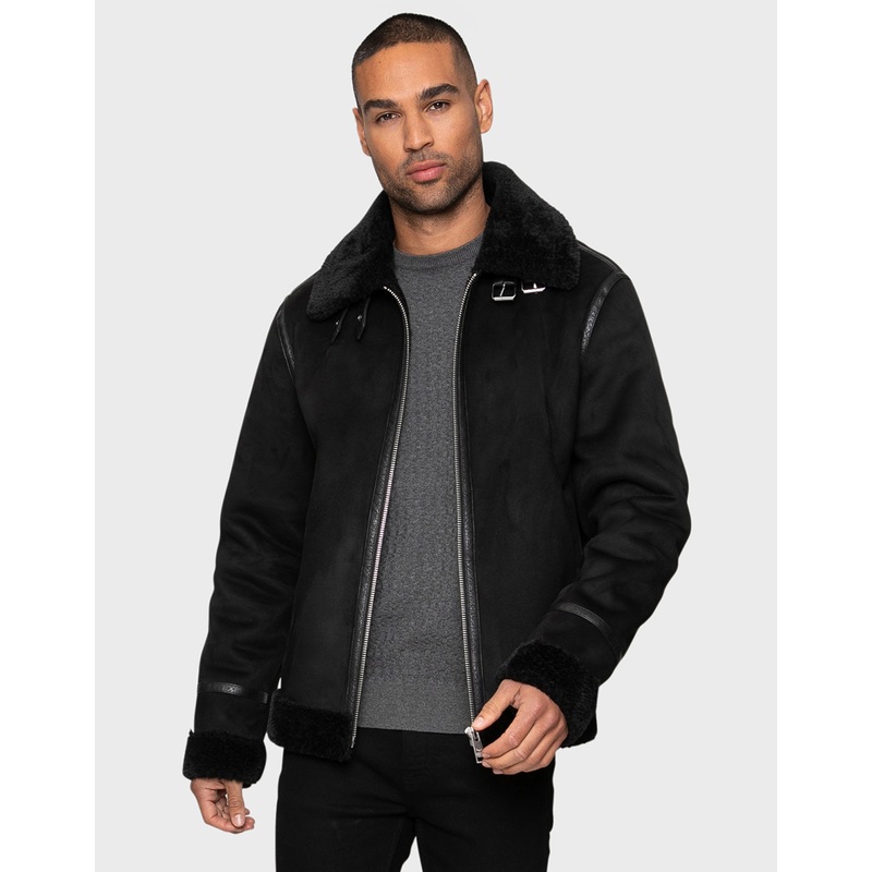 Black Faux Suede Biker Jacket Black S