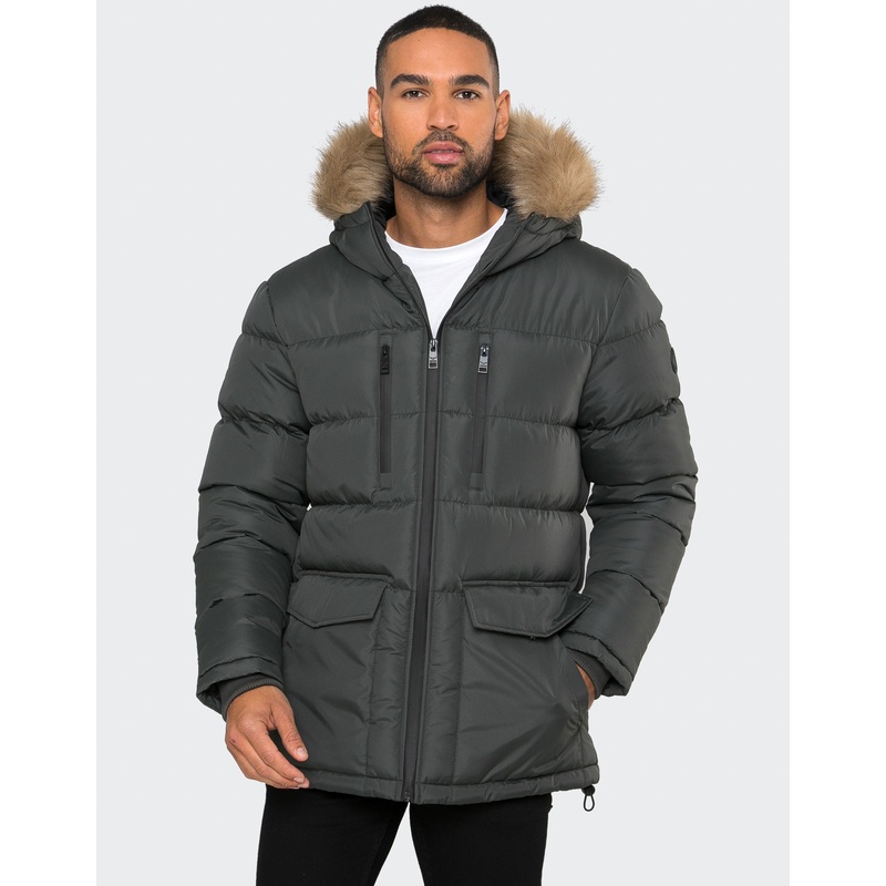 Charcoal Grey Parka Puffer Jacket Charcoal Grey S