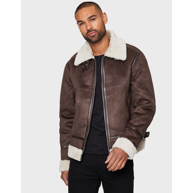 Chocolate Brown Faux Suede Biker Jacket Chocolate Brown S