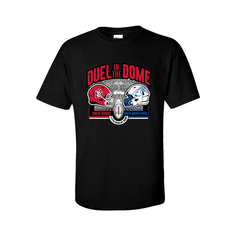 Dueling Helmets USD vs SDSU Unisex Black Tee SM