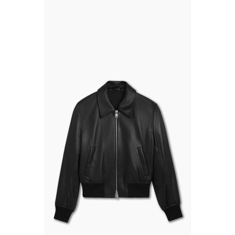 AMI Paris Zipped Leather Jacket Black S