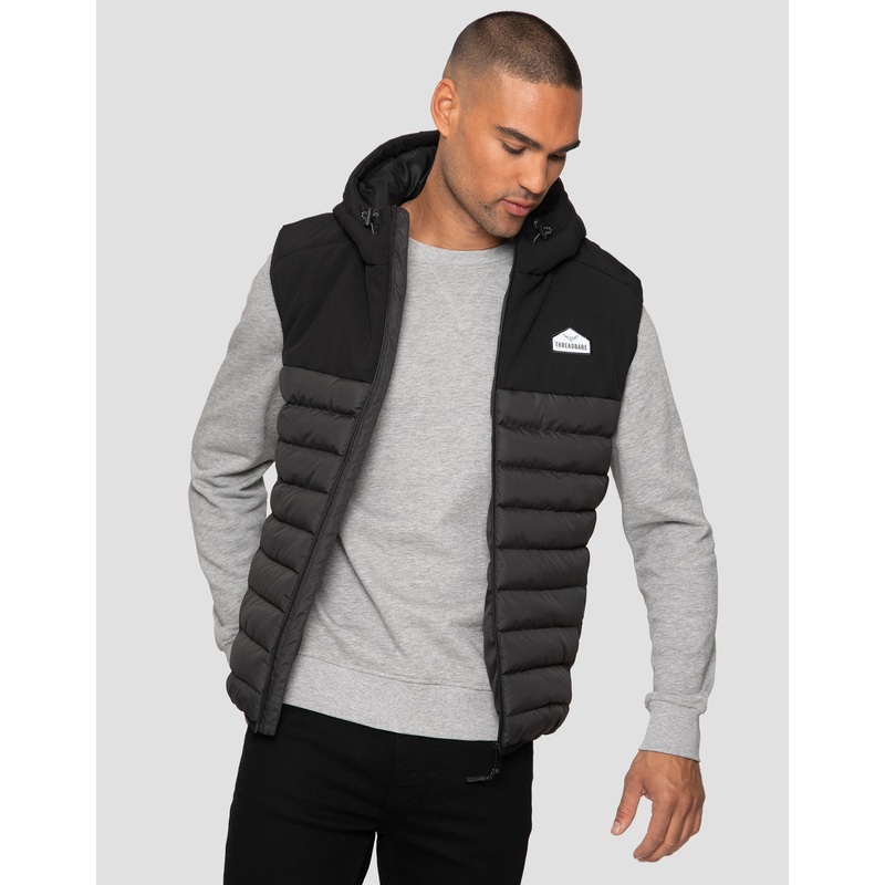 Black Hooded Gilet Black S