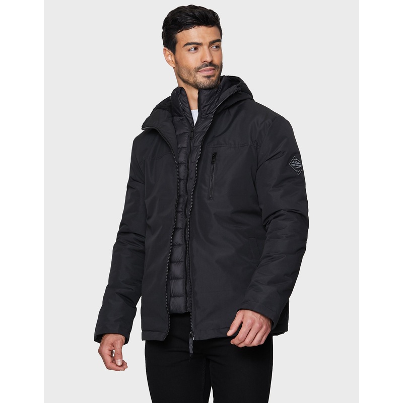 Black Mock Layer Coat Black S