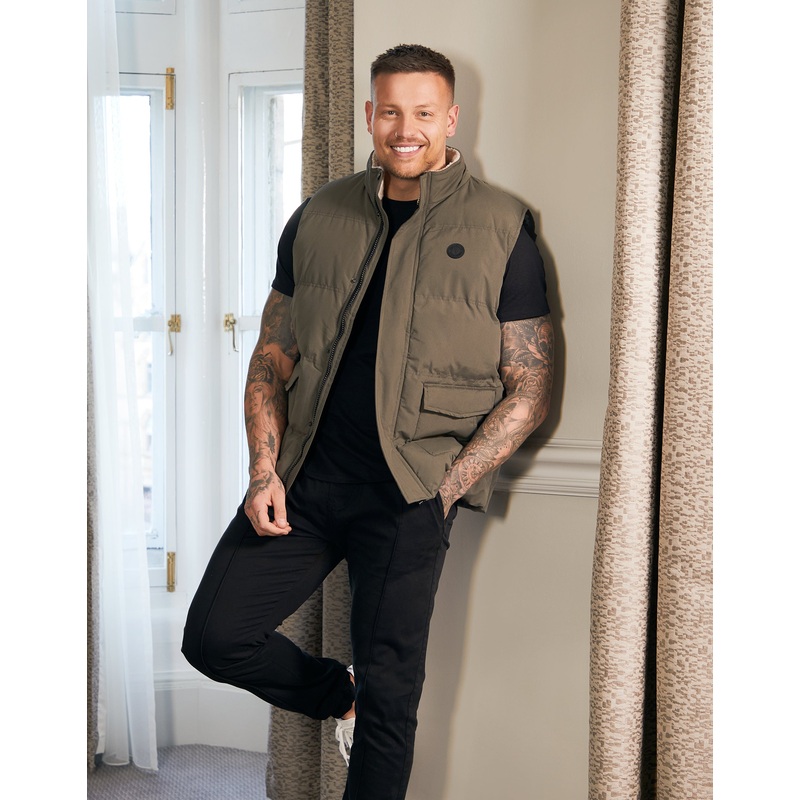 Khaki Green Padded Gilet Khaki Green S