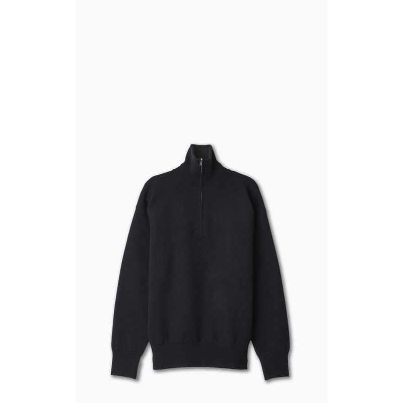 Scye Double Faced Knit Half Zip Sweater Navy 38
