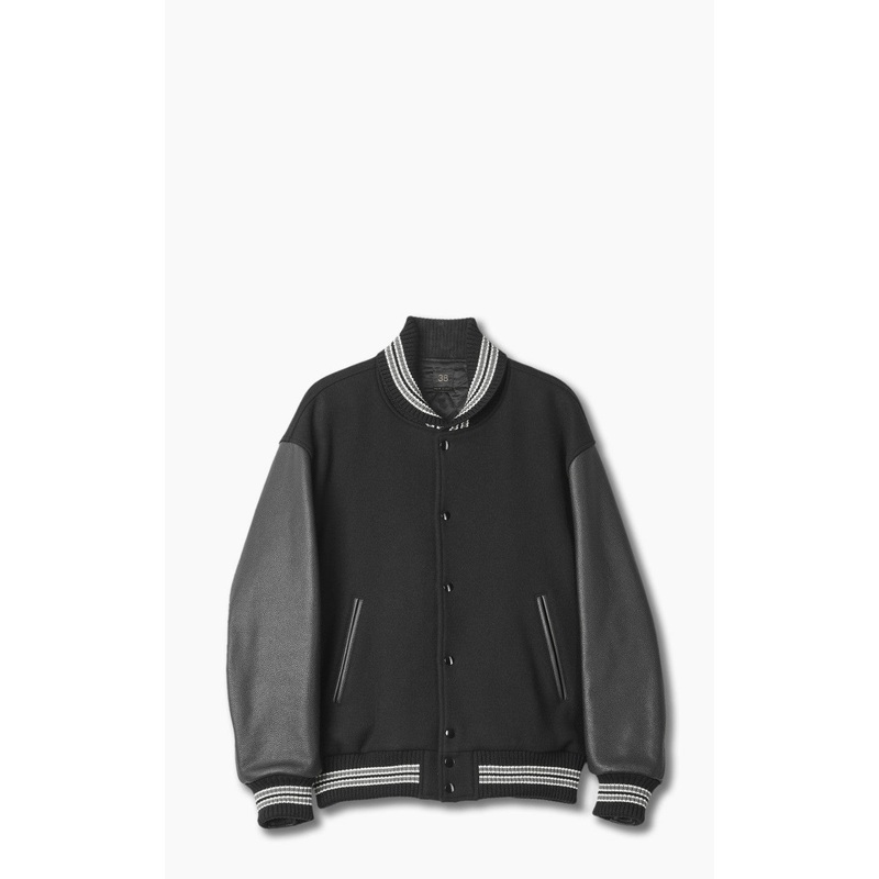 Scye Super140 Wool Melton Varsity Jacket Black 38