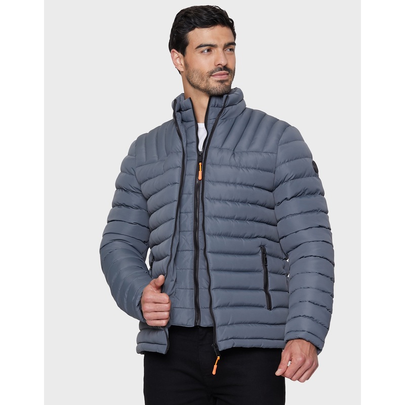 Charcoal Grey Mock Layer Puffer Jacket Charcoal Grey S