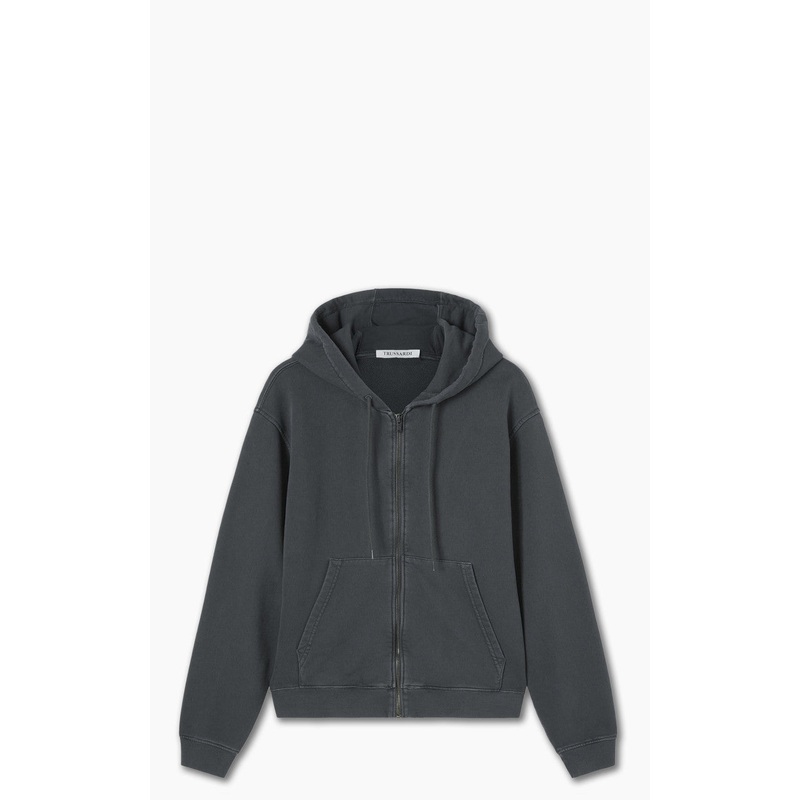 Trussardi Lettering Hoody Full Zip Stonewashed Black M