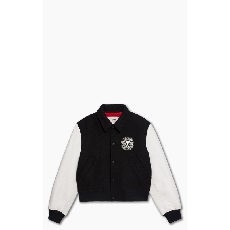AMI Paris Ami De Coeur Patch Teddy Jacket Black S