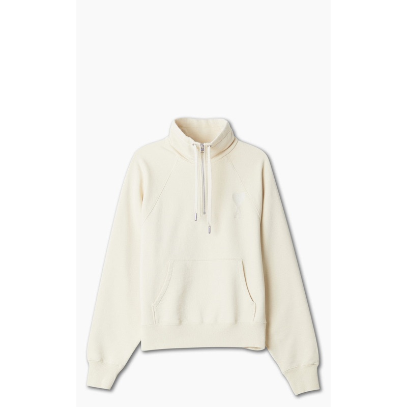 AMI Paris Tonal Big Ami De Coeur Zip Sweat Off-White S