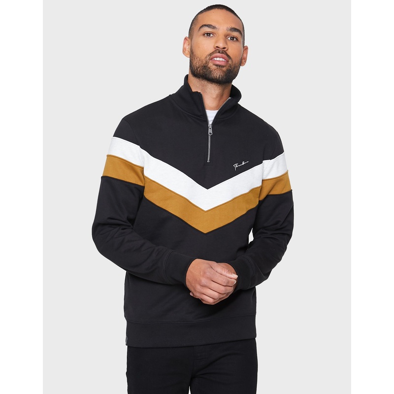 Black Stripe Quarter-Zip Jumper Black S