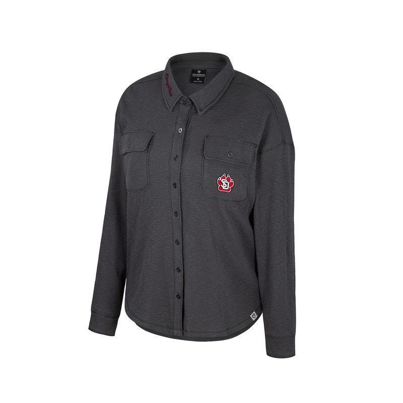 Colosseum Women’s Gray Trainer Sweater Waffle Shacket SM