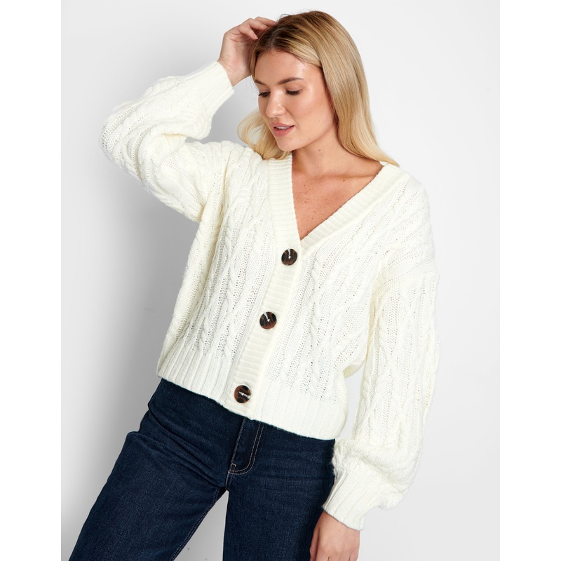 Cream Cable Knit Cardigan Cream 6