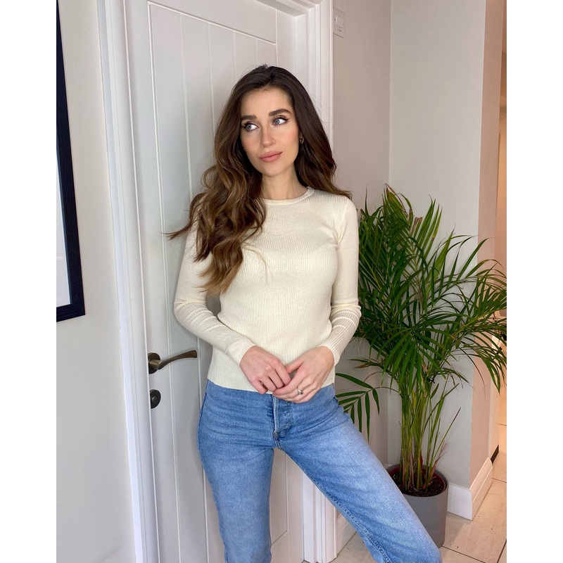 Cream Ribbed T-Shirt Cardigan Cream 6