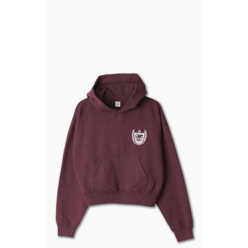 Sporty & Rich Beverly Hills Cropped Hoodie Merlot XS