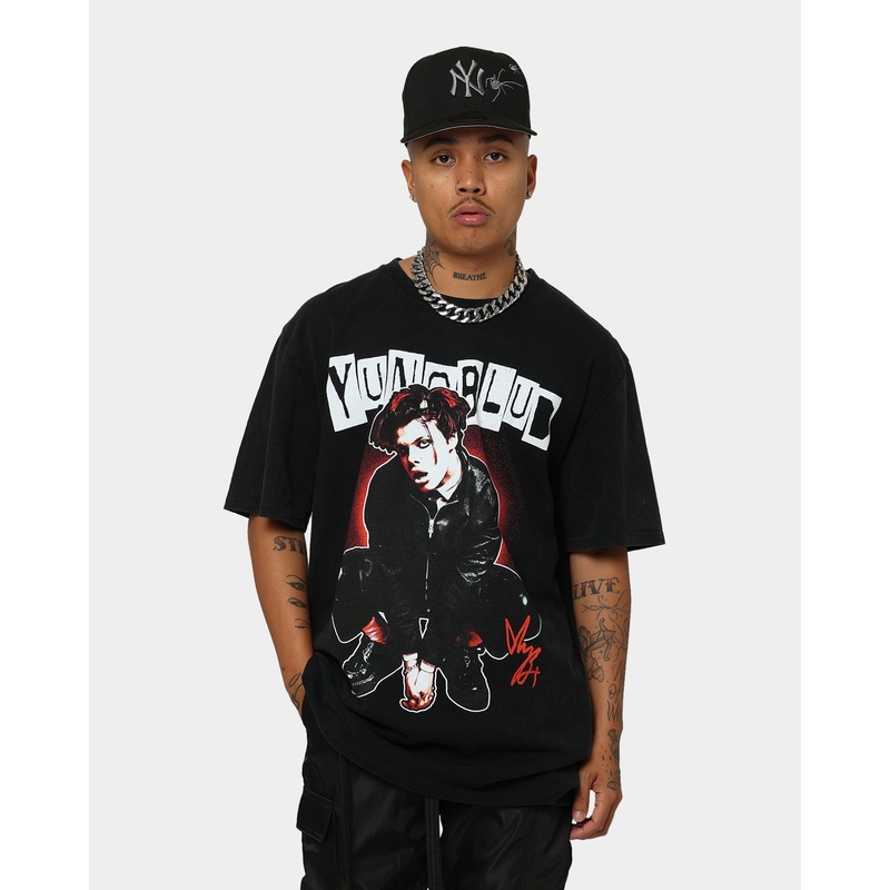 YUNGBLUD Sitting Life On Mars Tour Vintage T-Shirt Washed Black S