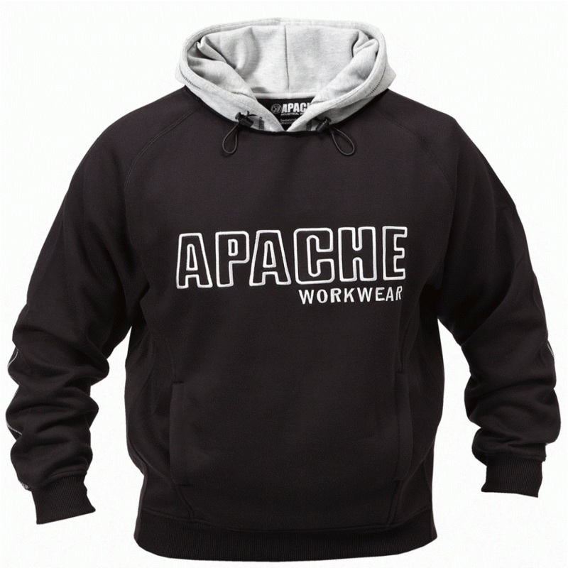 Apache Hooded Sweatshirt Jumper Black / Grey Large