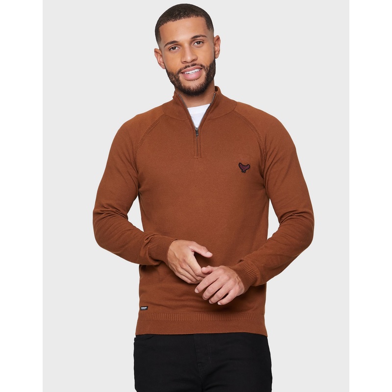 Auburn Brown Quarter Zip Jumper Auburn Brown S