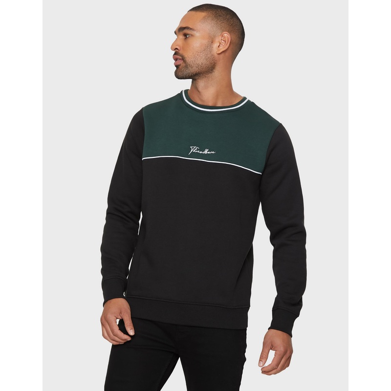 Black Colourblock Crew Neck Jumper Navy S