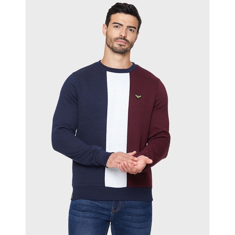 Navy Colourblock Stripe Jumper Navy S