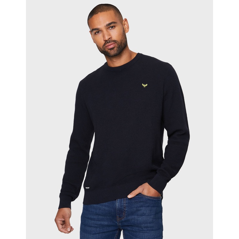 Navy Deep Ocean Twist Crew Neck Jumper Navy / Deep Ocean Twist S