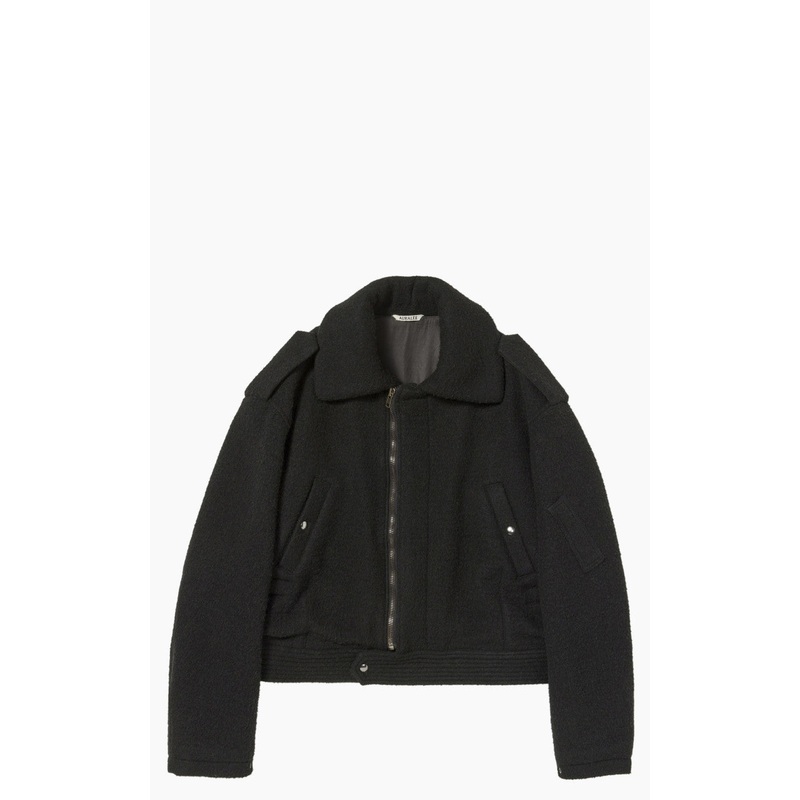 Auralee Brushed Baby Camel Melton Blouson Black 3