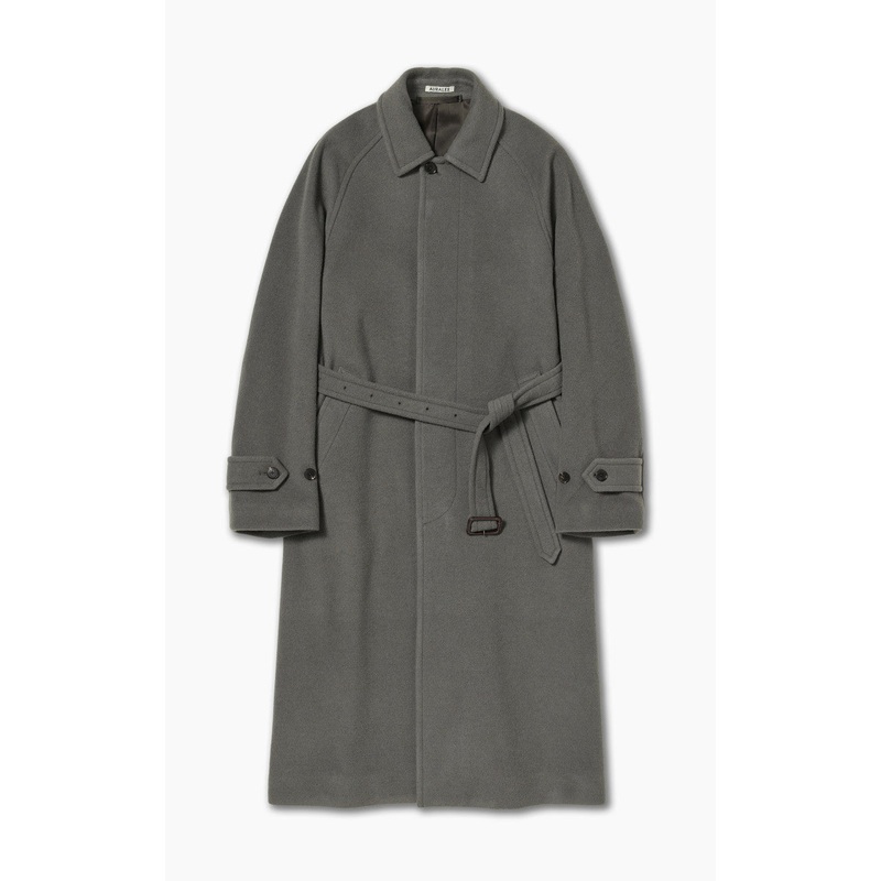 Auralee Cashmere Wool Mosser Soutien Collar Coat Grey 3