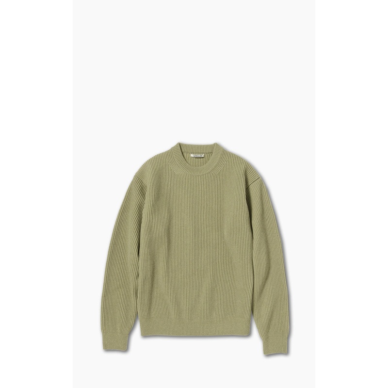 Auralee Super Fine Wool Rib Knit Big P/O Top Yellow 3