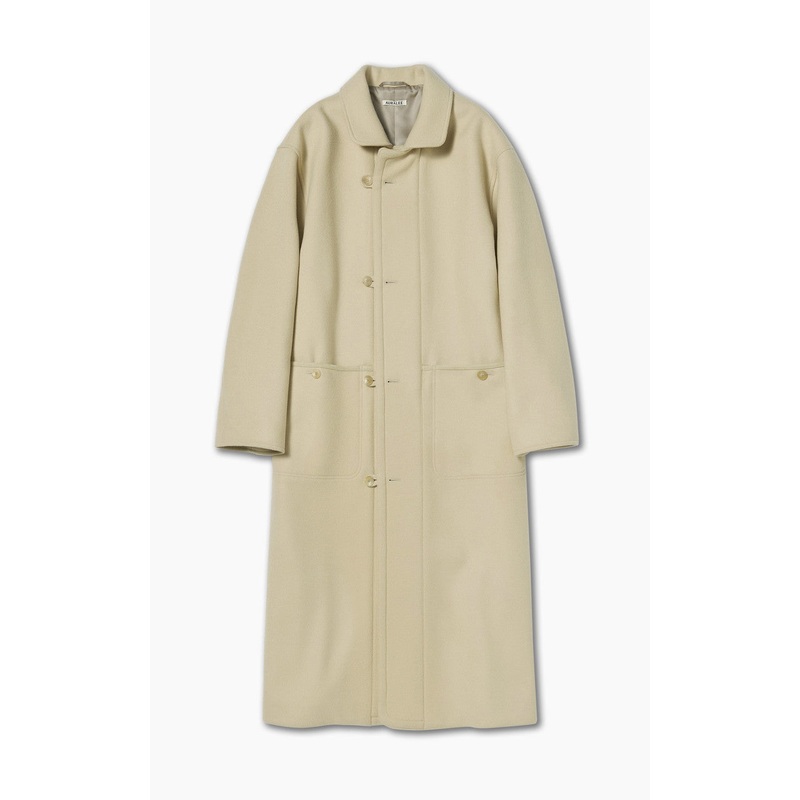 Auralee W Double Cloth Super Fine Melton Coat Light Beige 1
