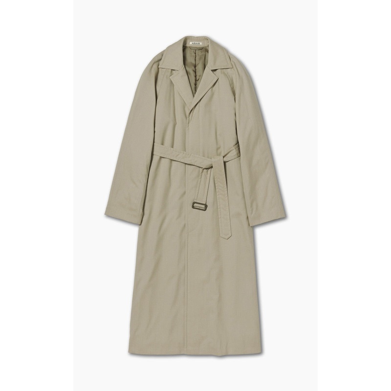 Auralee W Super Fine Tropical Wool Chesterfield Padded Coat Top Ivory Beige 0