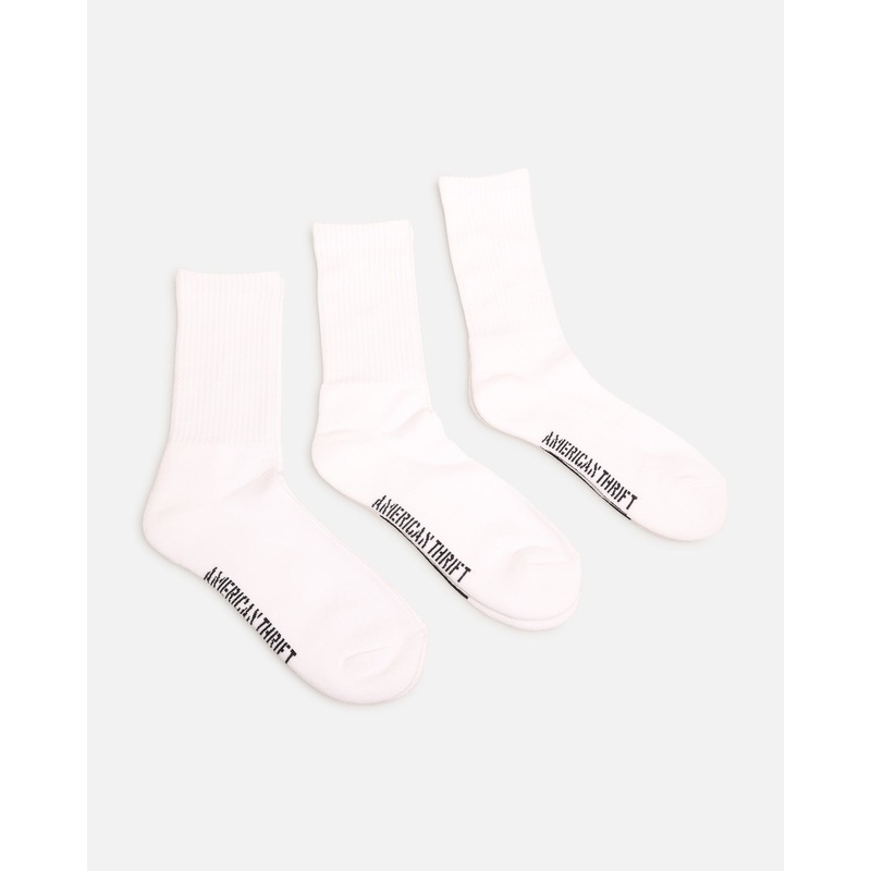American Thrift Classic Crew Socks 3 Pack White 10-12