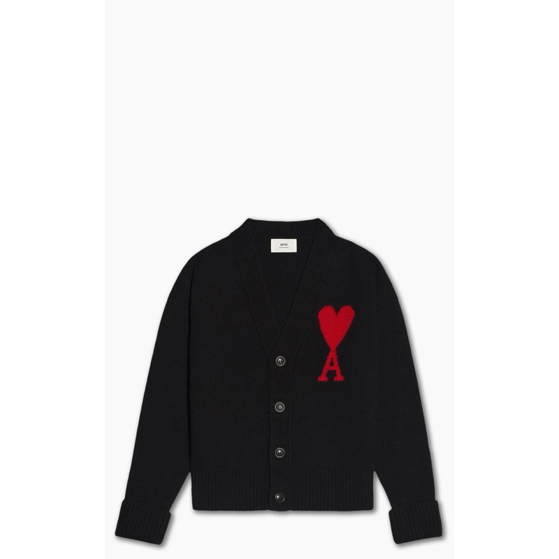 AMI Paris Ami De Coeur Cardigan Black/Red S