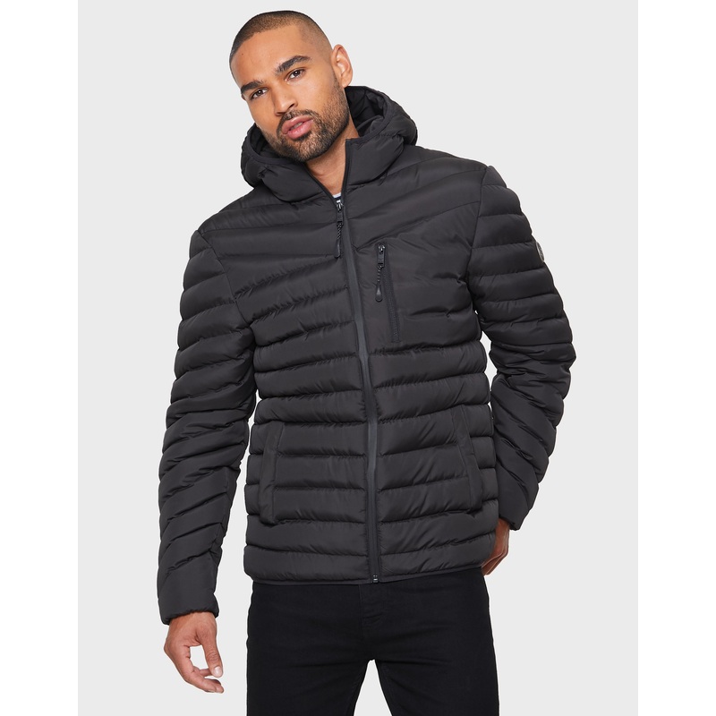 Black Hooded Puffer Jacket Black S