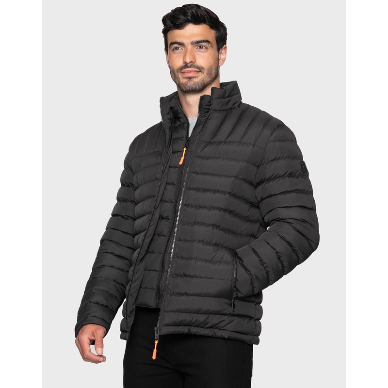 Black Mock Layer Puffer Jacket Black S