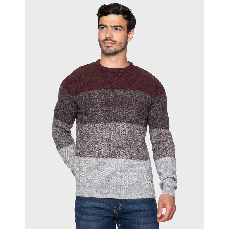 Burgundy Ombr Crew Neck Jumper Burgundy S