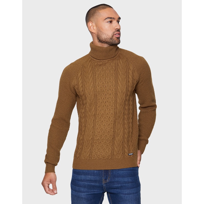 Catechu Wood Roll Neck Cable Knit Jumper Catechu Wood S