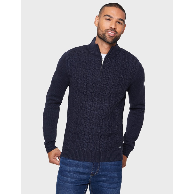 Navy Quarter Zip Turtleneck Jumper Navy S