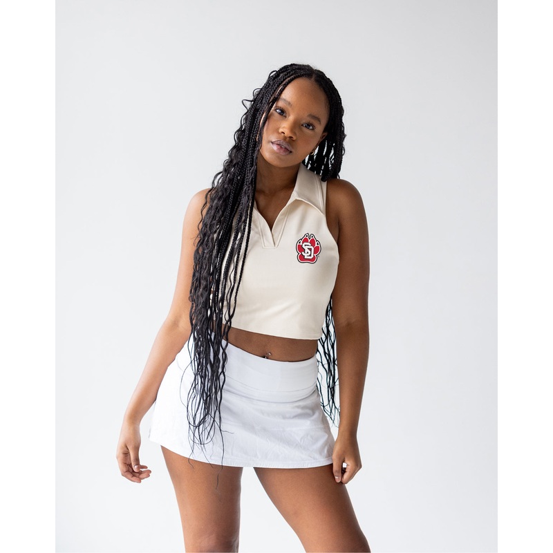 2025 Gameday Social Oatmeal Cropped Polo SM