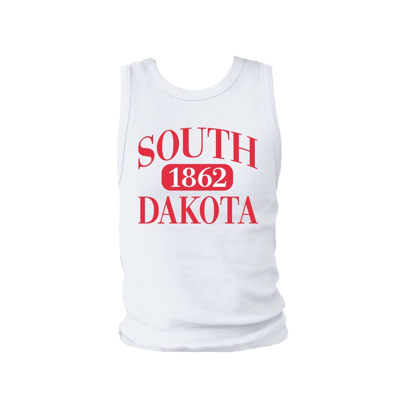 Blue 84 Baby Ribbed Tank with South Dakota 1862 Red SM
