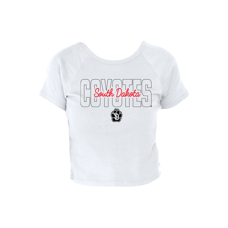 Blue 84 Baby Ribbed Tee with South Dakota Coyotes in Script Red SM