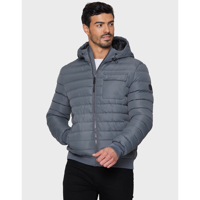 Charcoal Grey Hooded Puffer Jacket Charcoal Grey S