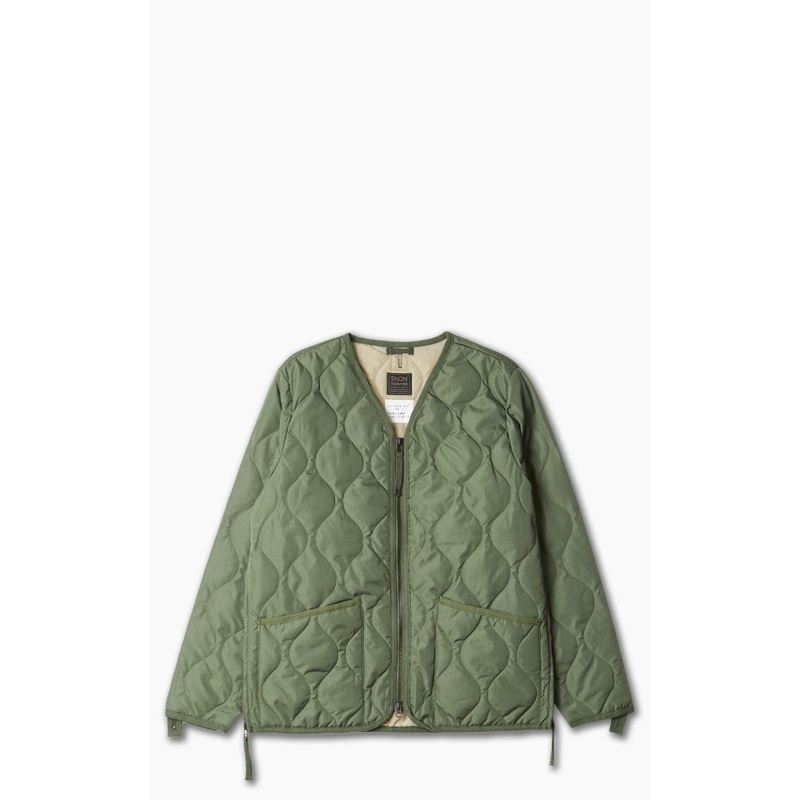 Taion Military Zip V-Neck Jacket Olive S